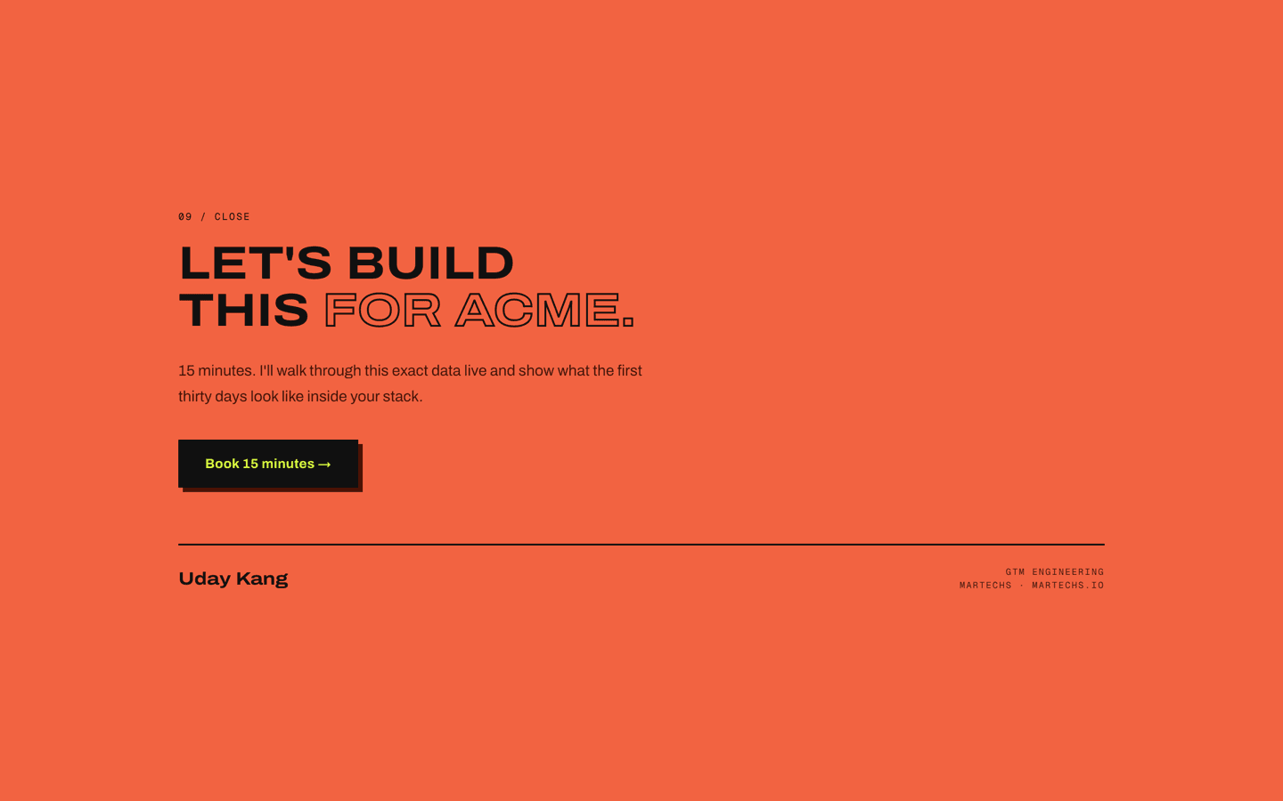 Microsite pipeline deck closing call-to-action page