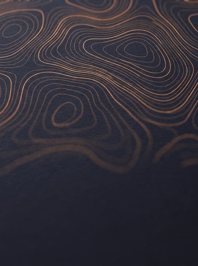 Report cover artwork, orange contour lines on dark paper